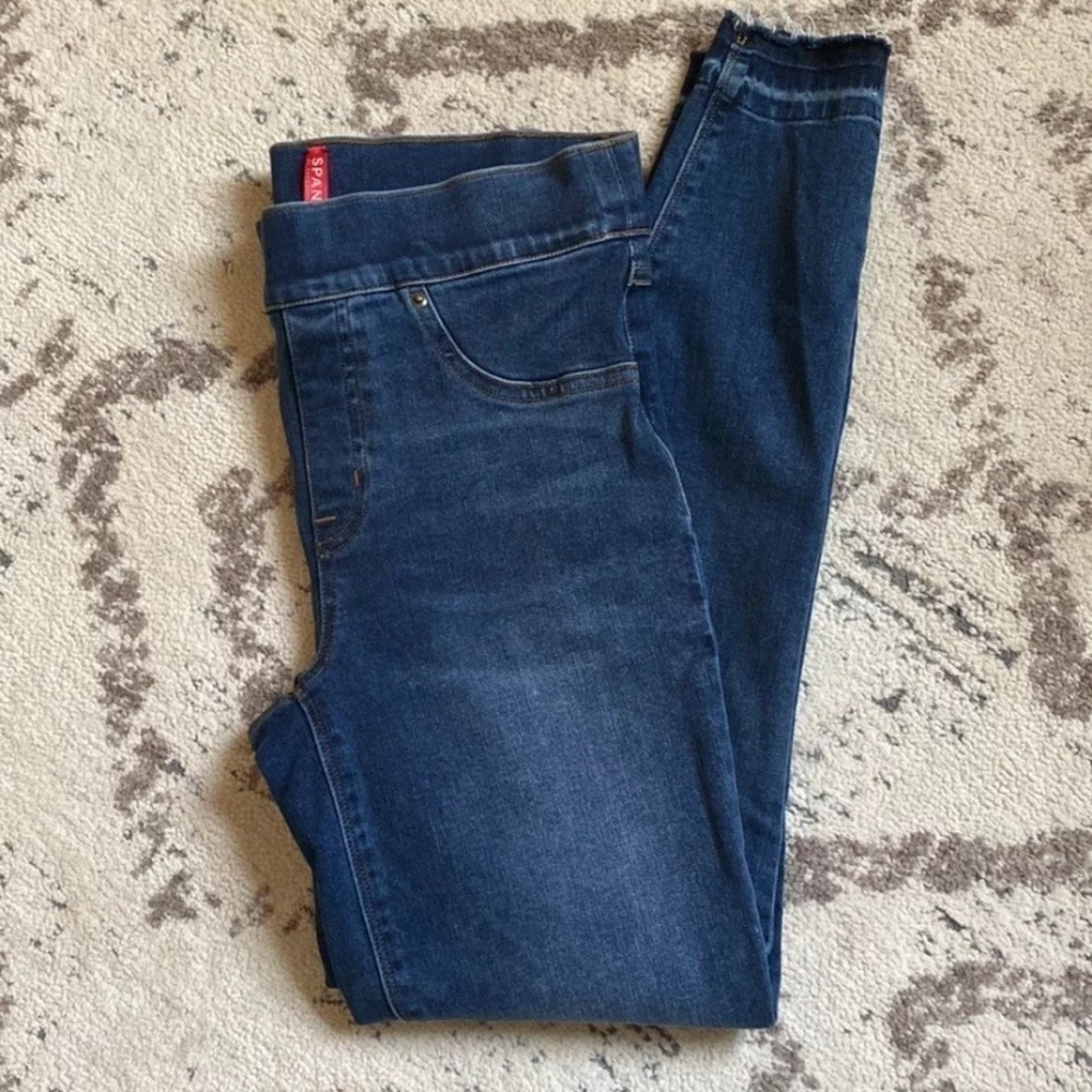 SPANX Distressed Ankle Skinny Jeans Medium Wash Legging Shapewear Small - Picture 4 of 8